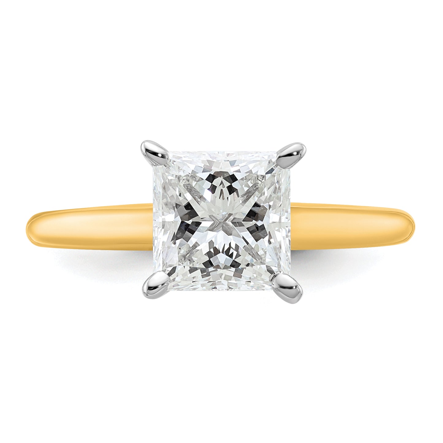 14k Two-tone 2 Ct. Lab Grown Diamond VS/SI+ G+ Princess Solitare Engagement Ring