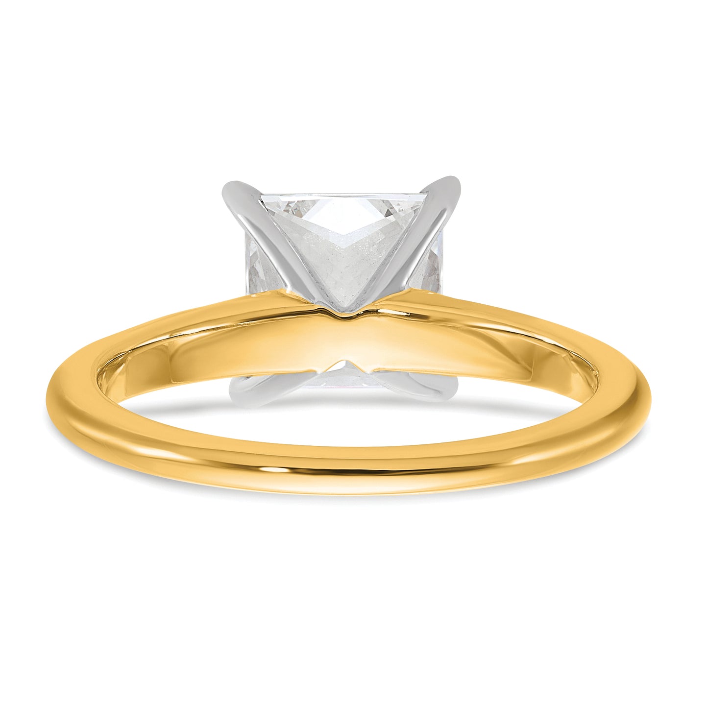 14k Two-tone 2 Ct. Certified Lab Grown Diamond VS/SI+ G+ Princess Solitare Engagement Ring