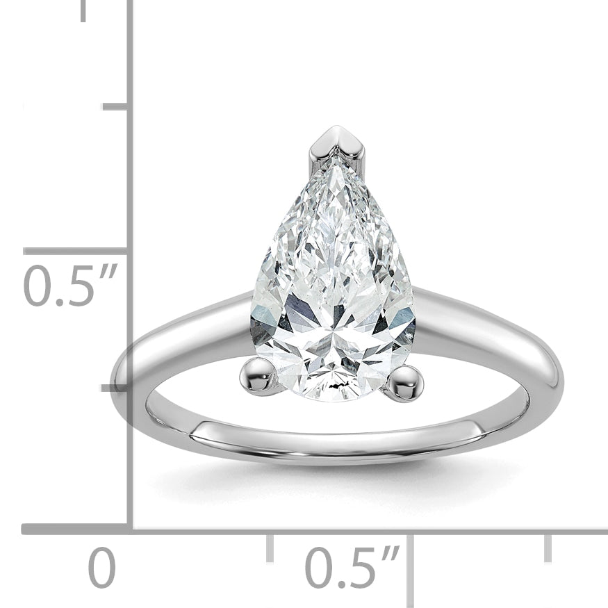 14k White Gold 2 Ct. Lab Grown Diamond VS/SI+ G+ Pear Solitare Engagement Ring