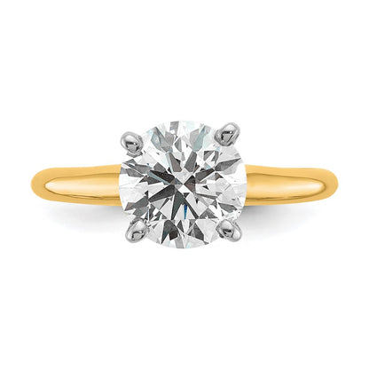 14k Two-tone 2 Ct. Certified Complete Lab Grown Diamond VS/SI+ G+ Round Solitaire Engagement Ring
