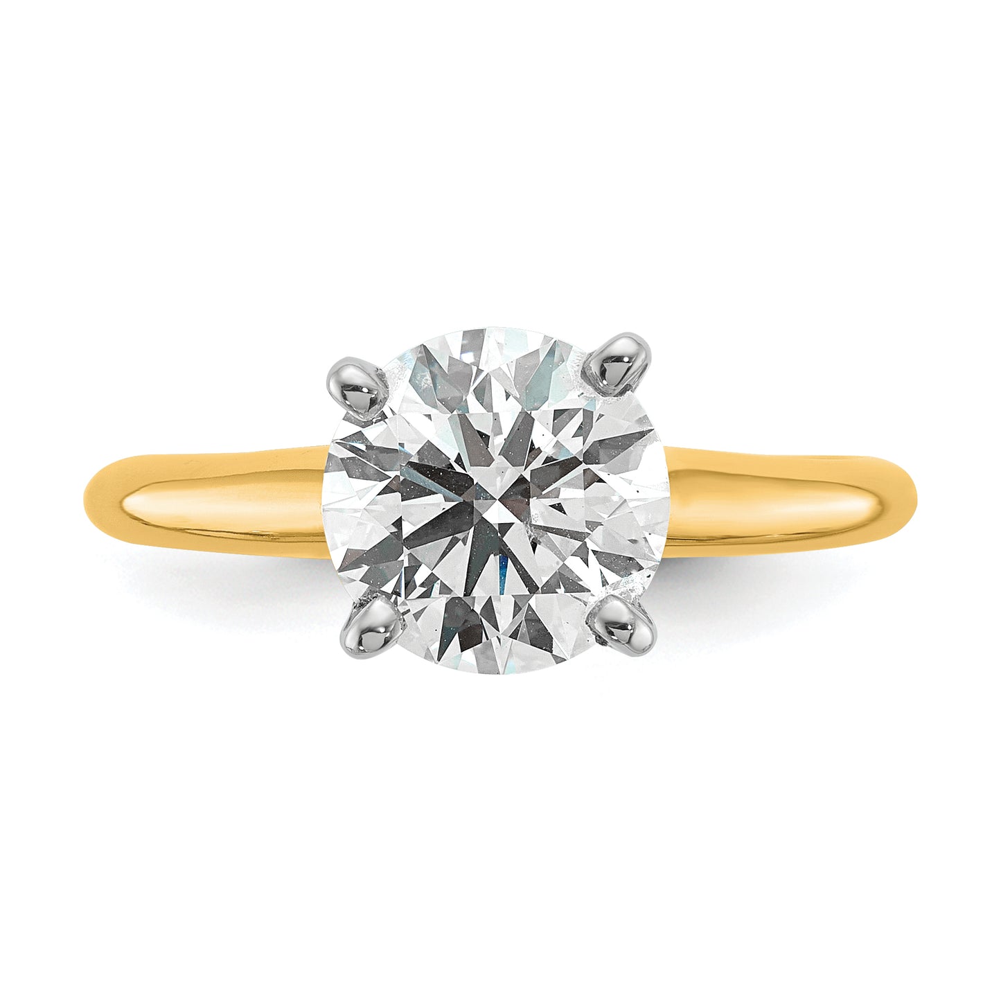 14k Two-tone 2 Ct. Certified Lab Grown Diamond VS/SI+ G+ Round Solitaire Engagement Ring