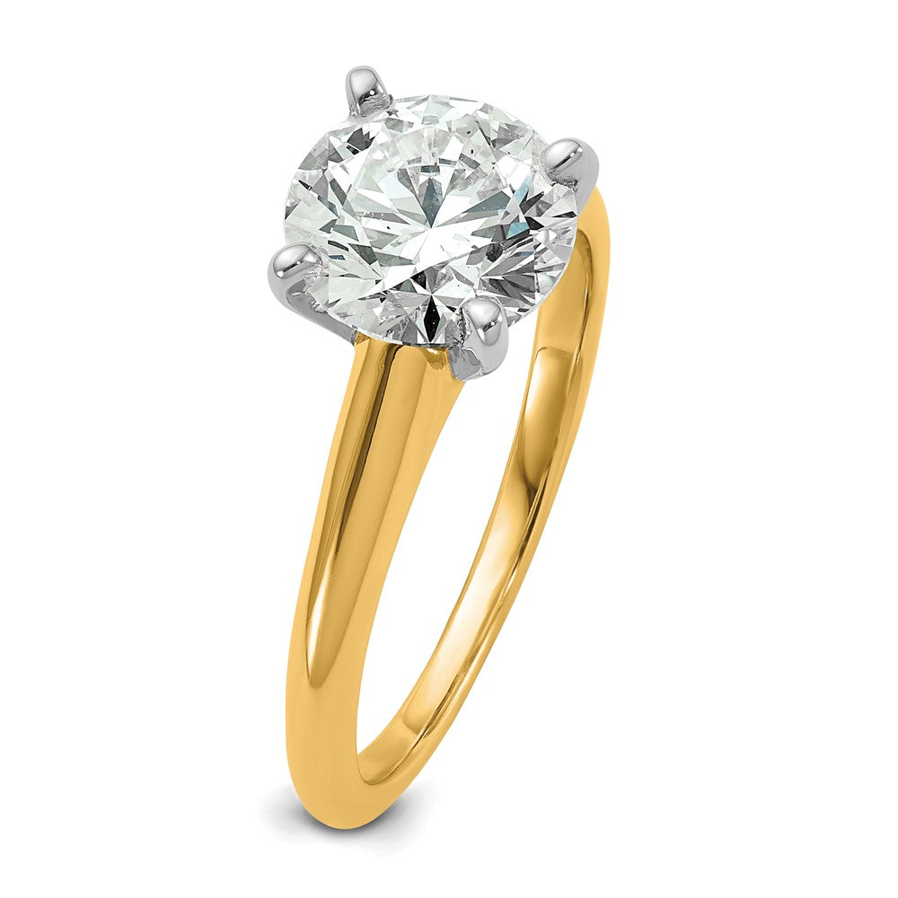 14k Two-tone 2 Ct. Certified Complete Lab Grown Diamond VS/SI+ G+ Round Solitaire Engagement Ring