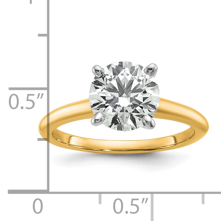 14k Two-tone 2 Ct. Certified Lab Grown Diamond VS/SI+ G+ Round Solitaire Engagement Ring