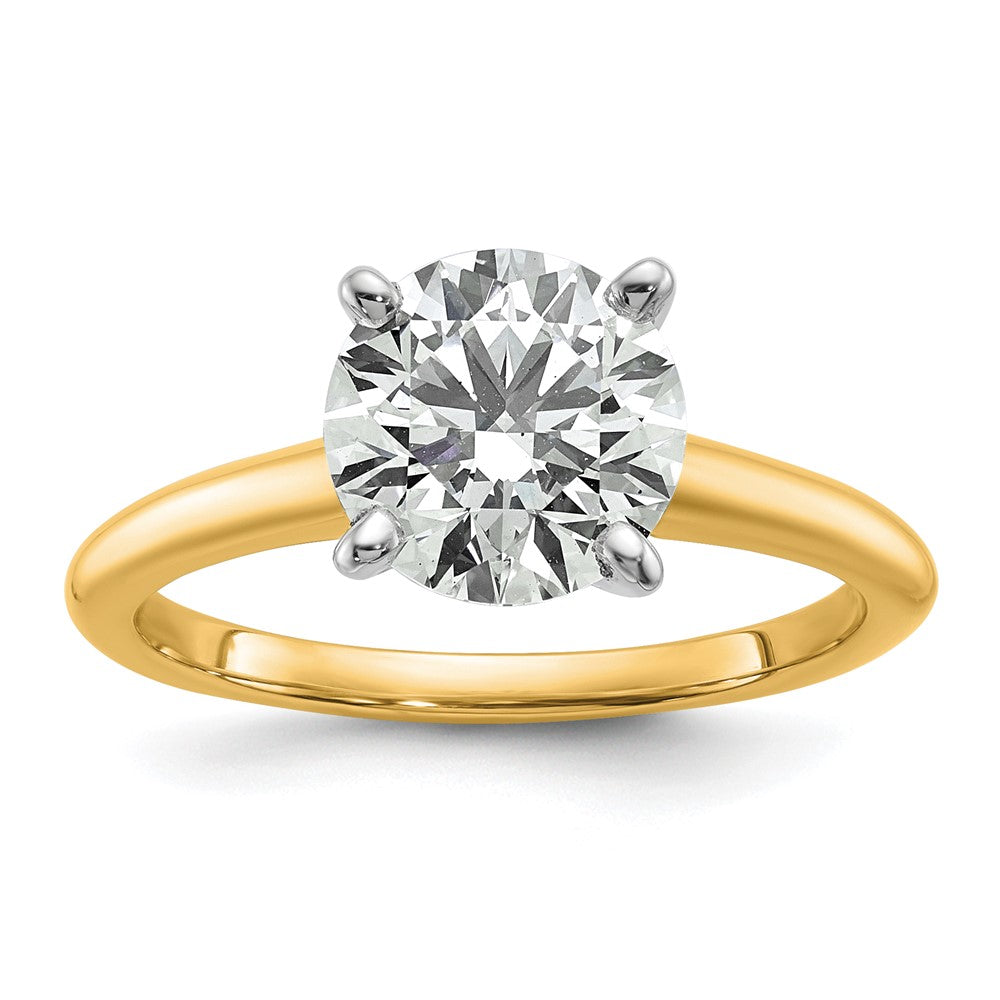 14k Two-tone 2 Ct. Certified Complete Lab Grown Diamond VS/SI+ G+ Round Solitaire Engagement Ring