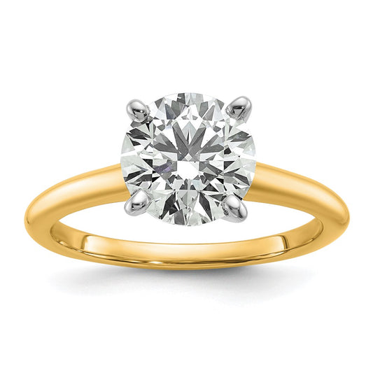 14k Two-tone 2 Ct. Certified Complete Lab Grown Diamond VS/SI+ G+ Round Solitaire Engagement Ring