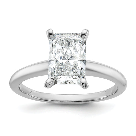 14k White Gold 2 Ct. Certified Lab Grown Diamond VS/SI+ G+ Radiant Solitare Engagement Ring