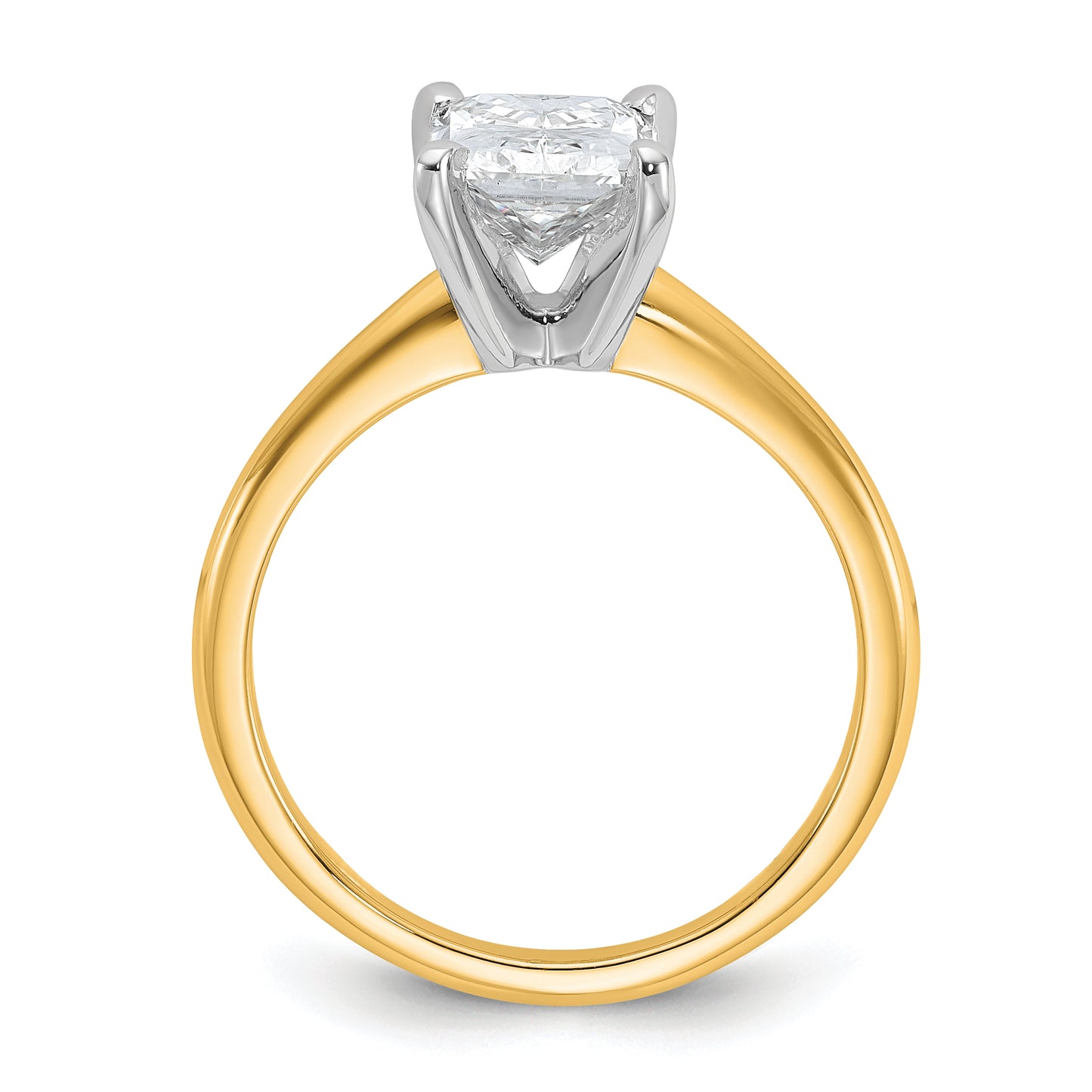 14k Two-tone 2 Ct. Lab Grown Diamond VS/SI+ G+ Radiant Solitare Engagement Ring