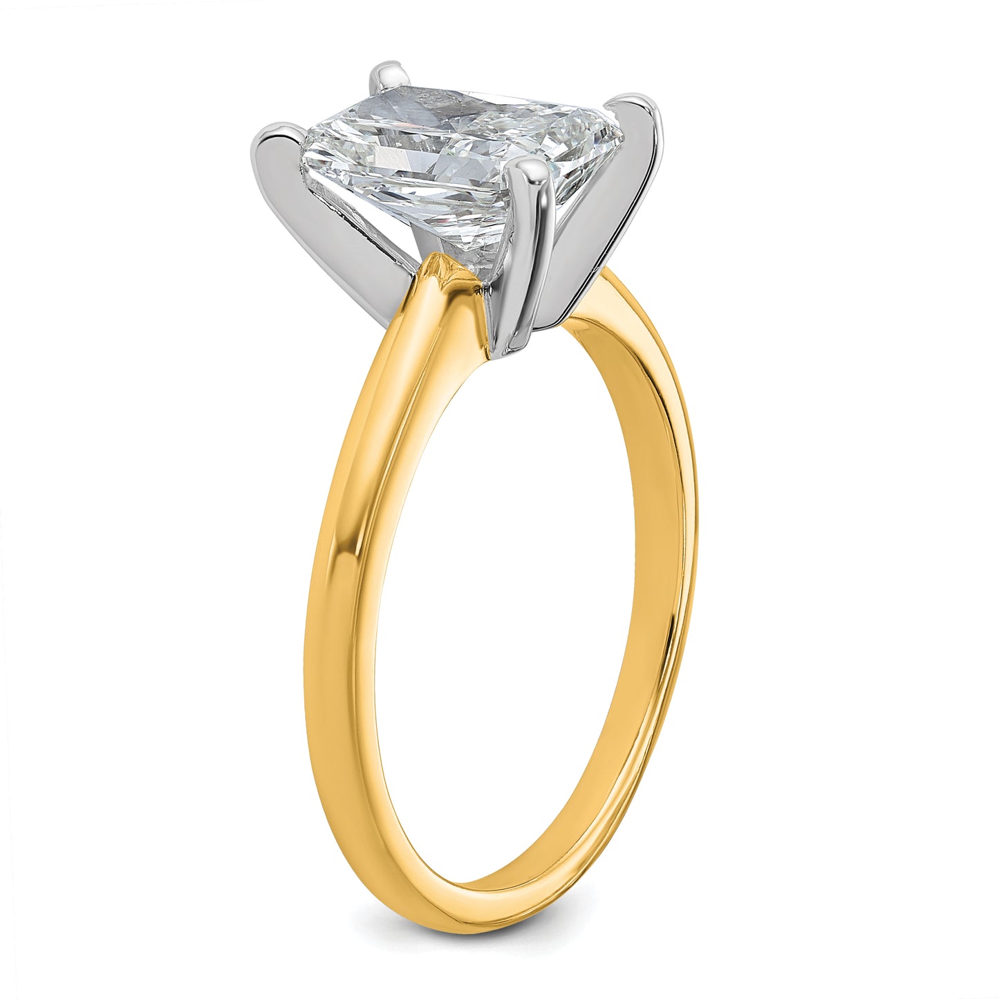 14k Two-tone 2 Ct. Certified Lab Grown Diamond VS/SI+ G+ Radiant Solitare Engagement Ring