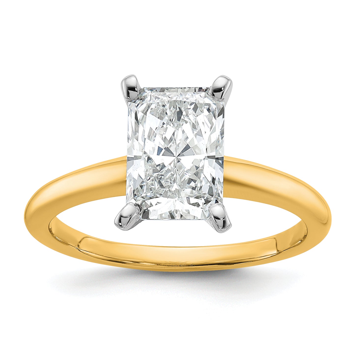 14k Two-tone 2 Ct. Lab Grown Diamond VS/SI+ G+ Radiant Solitare Engagement Ring