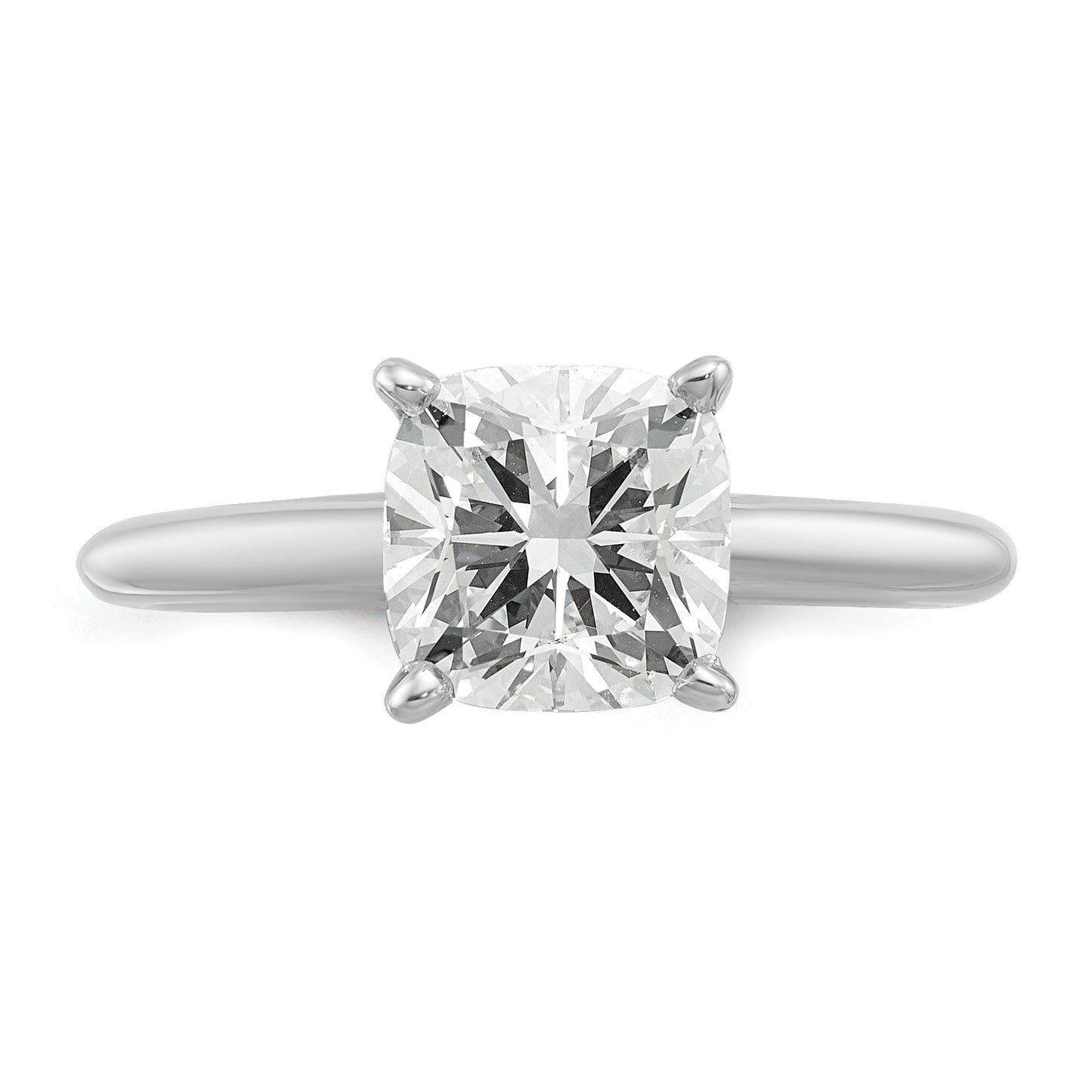 14k White Gold 2 1/2 Ct. Lab Grown Diamond VS/SI+ G+ Cushion Solitare Engagement Ring