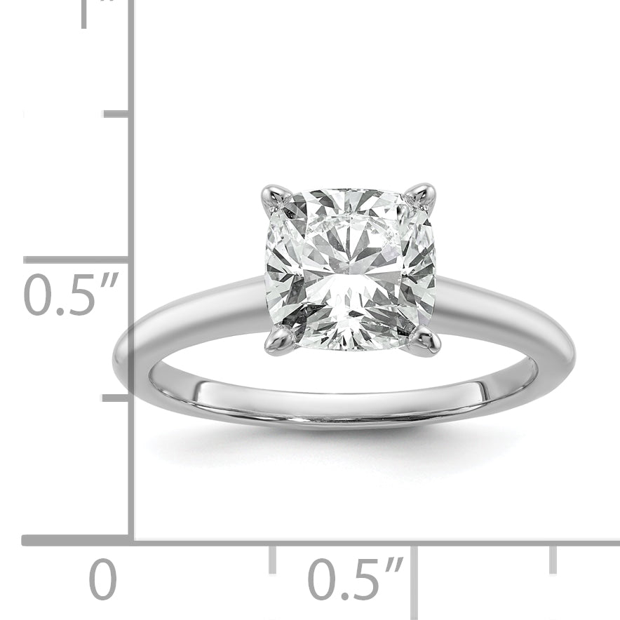 14k White Gold 2 1/2 Ct. Certified Lab Grown Diamond VS/SI+ G+ Cushion Solitare Engagement Ring