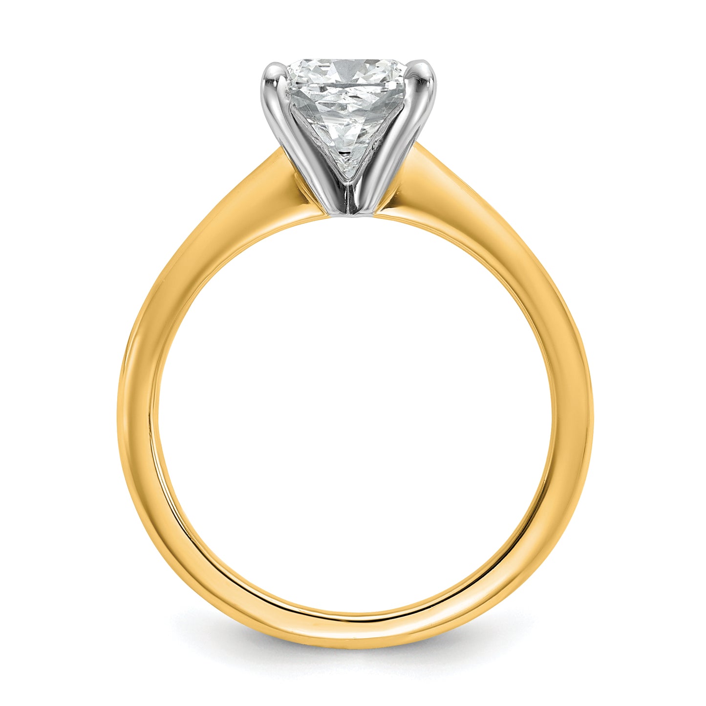 14k Two-tone 2 1/2 Ct. Certified Lab Grown Diamond VS/SI+ G+ Cushion Solitare Engagement Ring