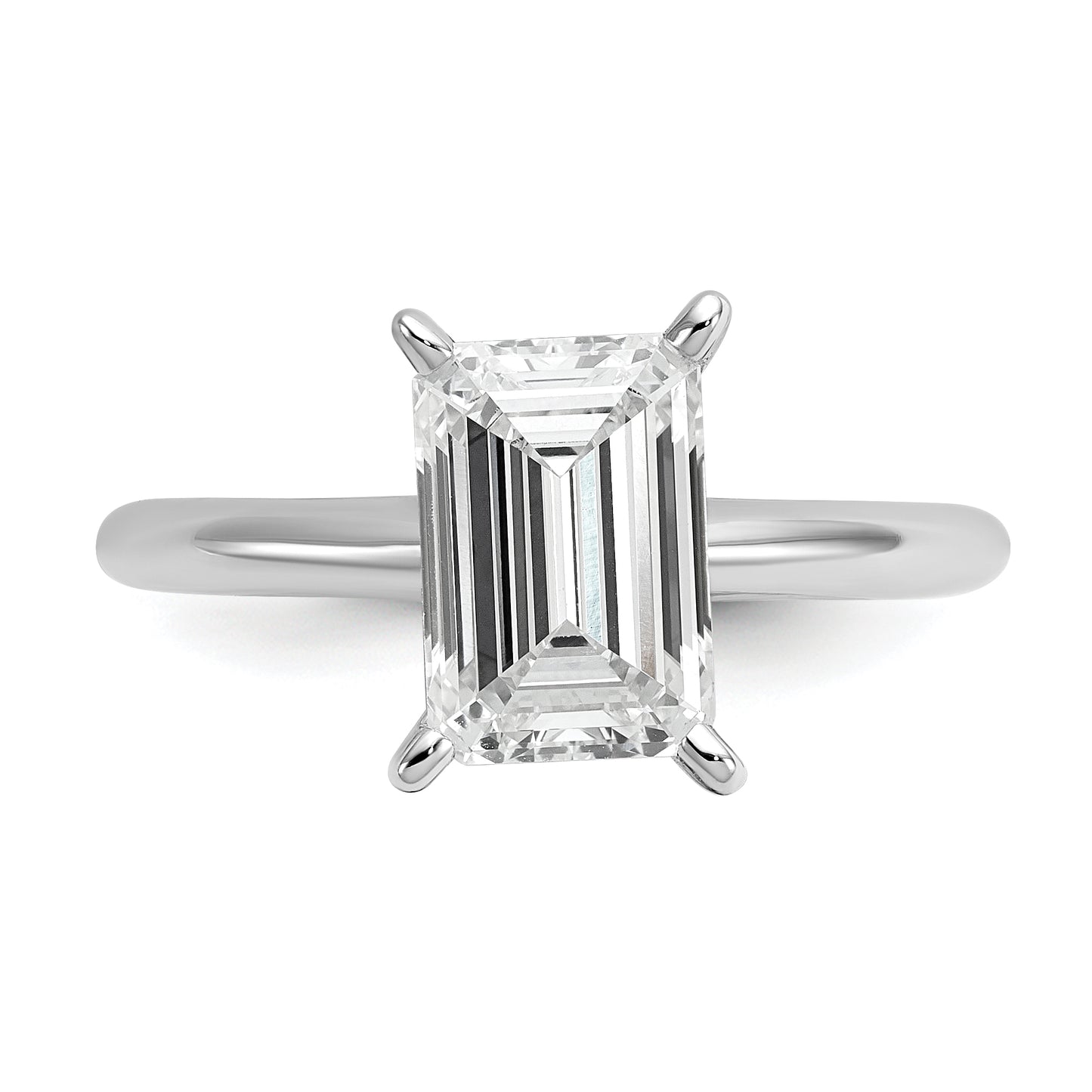 14k White Gold 2 1/2 Ct. Certified Lab Grown Diamond VS/SI+ G+ Emerald Solitare Engagement Ring