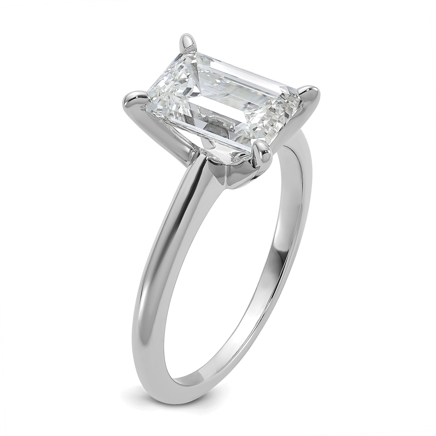 14k White Gold 2 1/2 Ct. Certified Lab Grown Diamond VS/SI+ G+ Emerald Solitare Engagement Ring