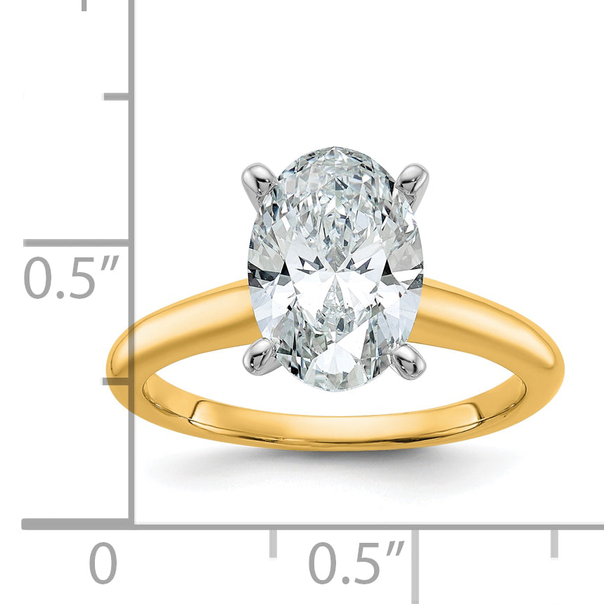 14k Two-tone 2 1/2 Ct. Certified Lab Grown Diamond VS/SI+ G+ Oval Solitare Engagement Ring