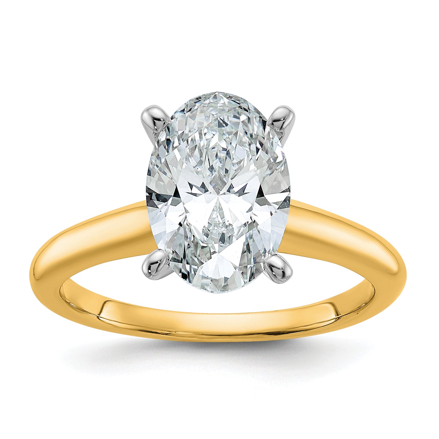 14k Two-tone 2 1/2 Ct. Certified Lab Grown Diamond VS/SI+ G+ Oval Solitare Engagement Ring