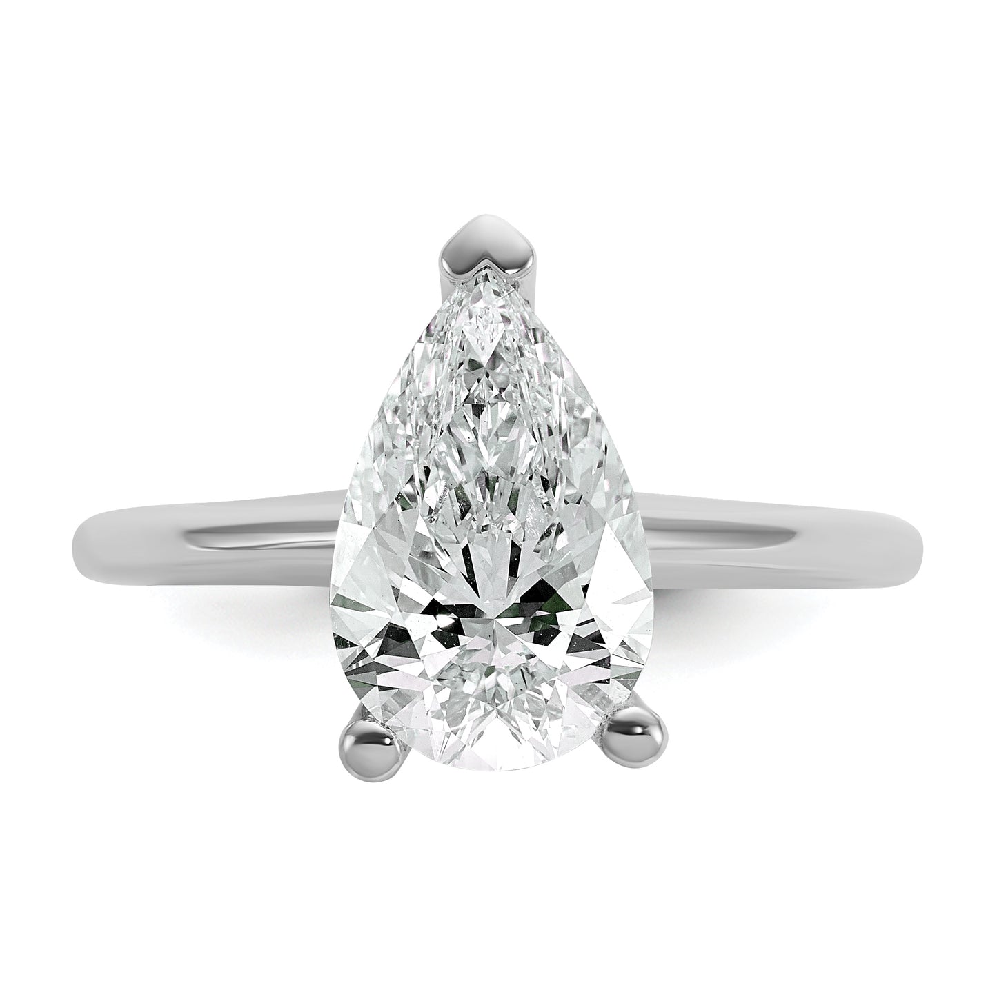 14k White Gold 2 1/2 Ct. Certified Lab Grown Diamond VS/SI+ G+ Pear Solitare Engagement Ring