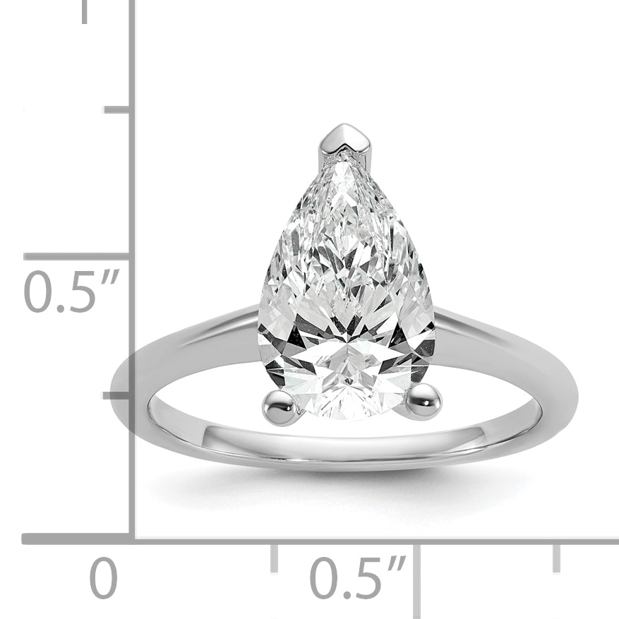 14k White Gold 2 1/2 Ct. Certified Lab Grown Diamond VS/SI+ G+ Pear Solitare Engagement Ring