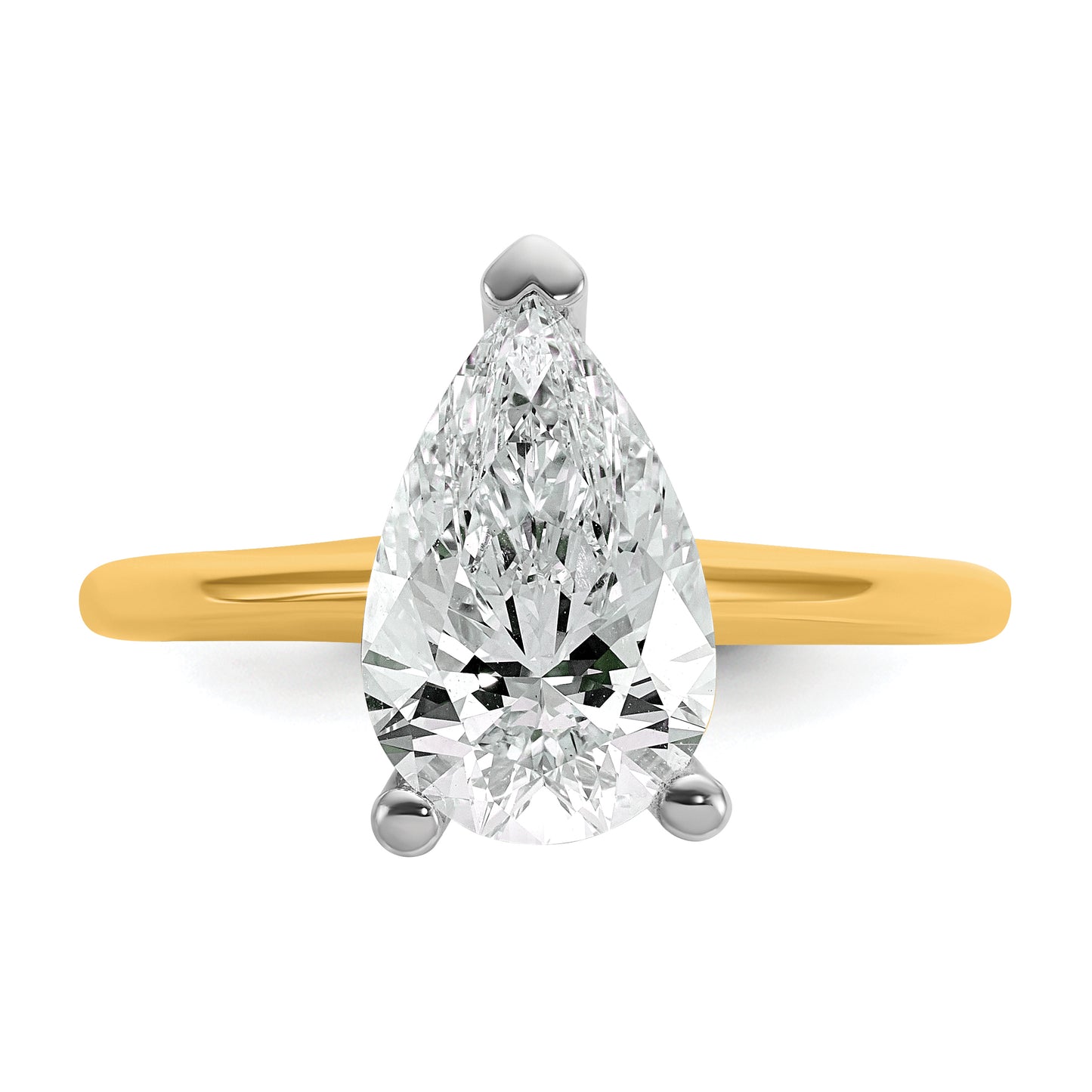 14k Two-tone 2 1/2 Ct. Certified Lab Grown Diamond VS/SI+ G+ Pear Solitare Engagement Ring