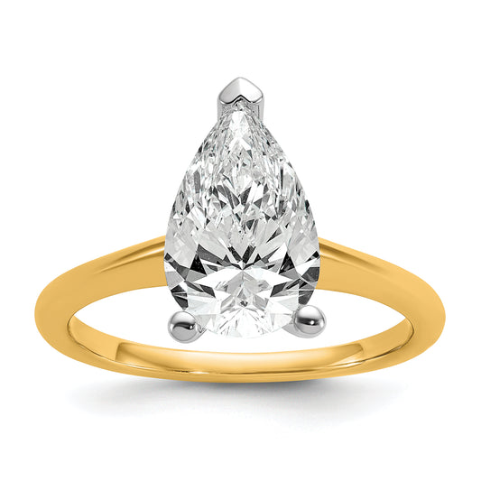 14k Two-tone 2 1/2 Ct. Lab Grown Diamond VS/SI+ G+ Pear Solitare Engagement Ring