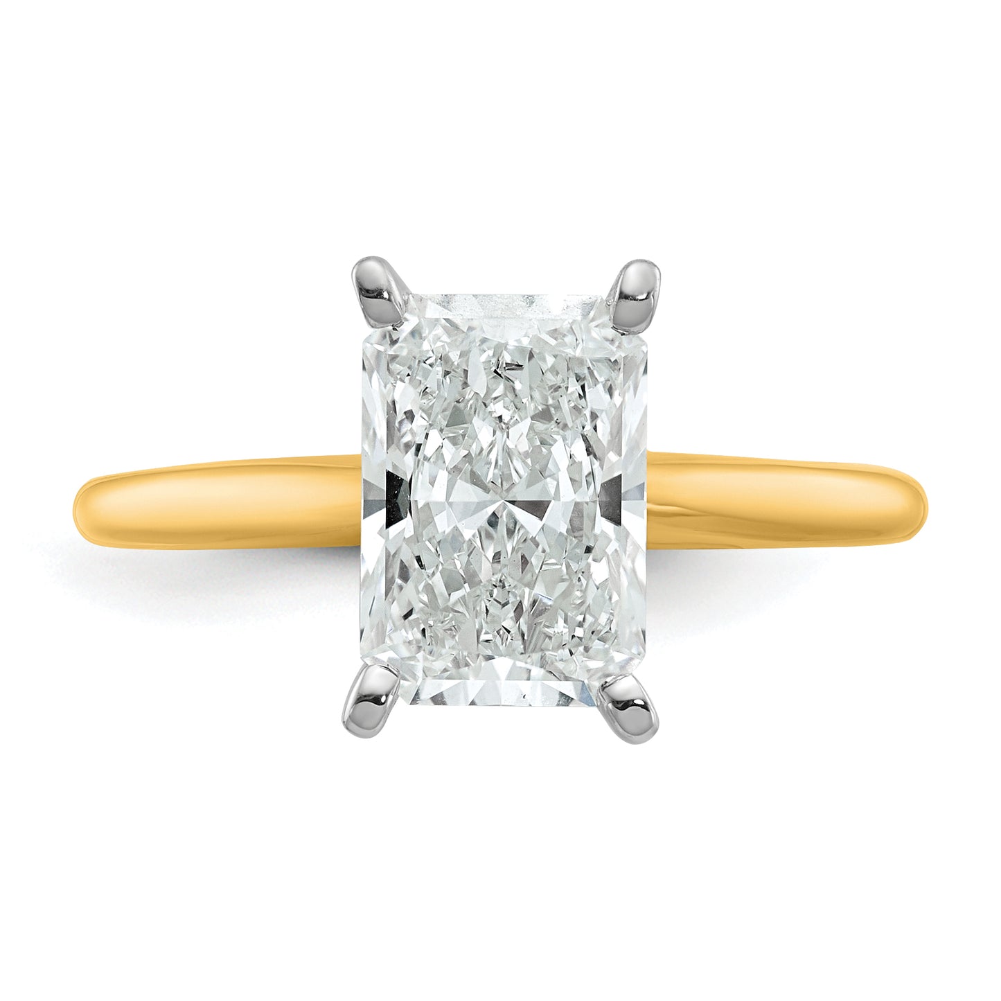 14k Two-tone 2 1/2 Ct. Lab Grown Diamond VS/SI+ G+ Radiant Solitare Engagement Ring