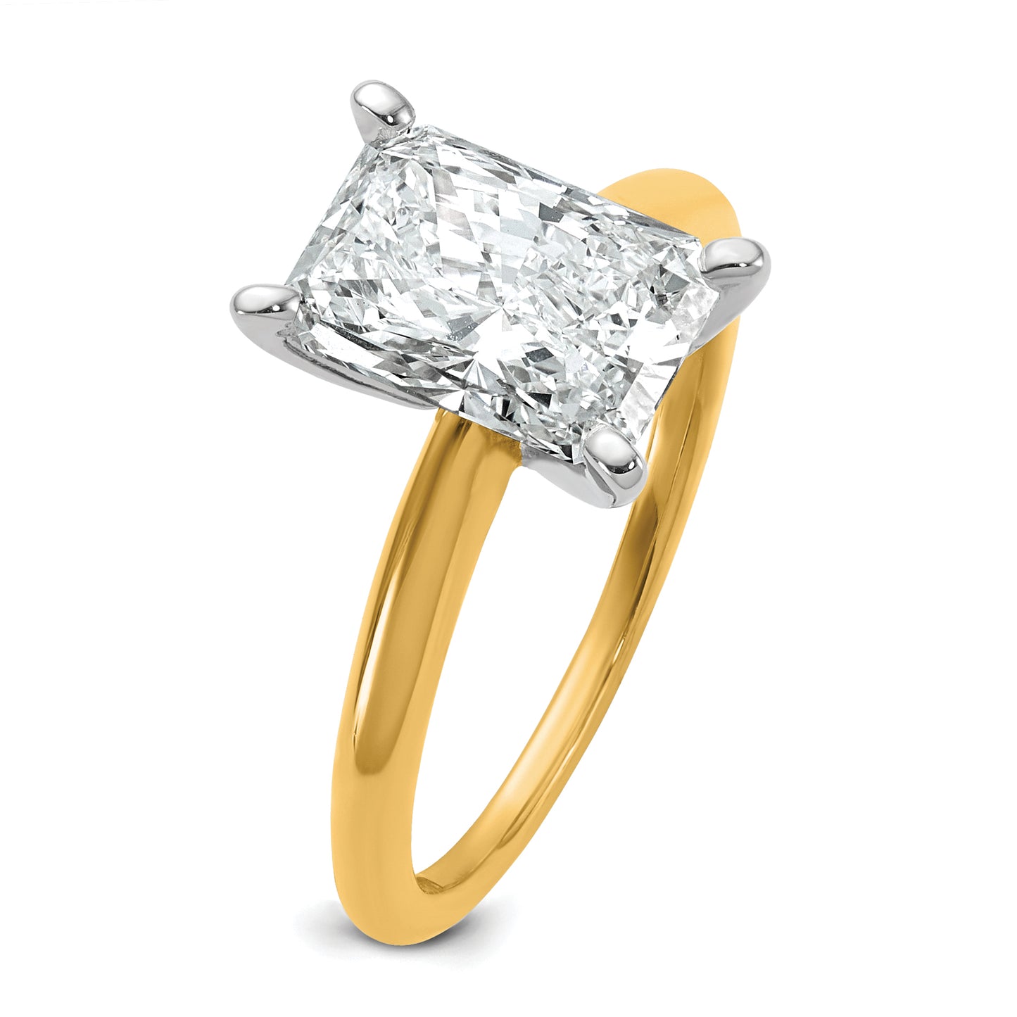 14k Two-tone 2 1/2 Ct. Lab Grown Diamond VS/SI+ G+ Radiant Solitare Engagement Ring