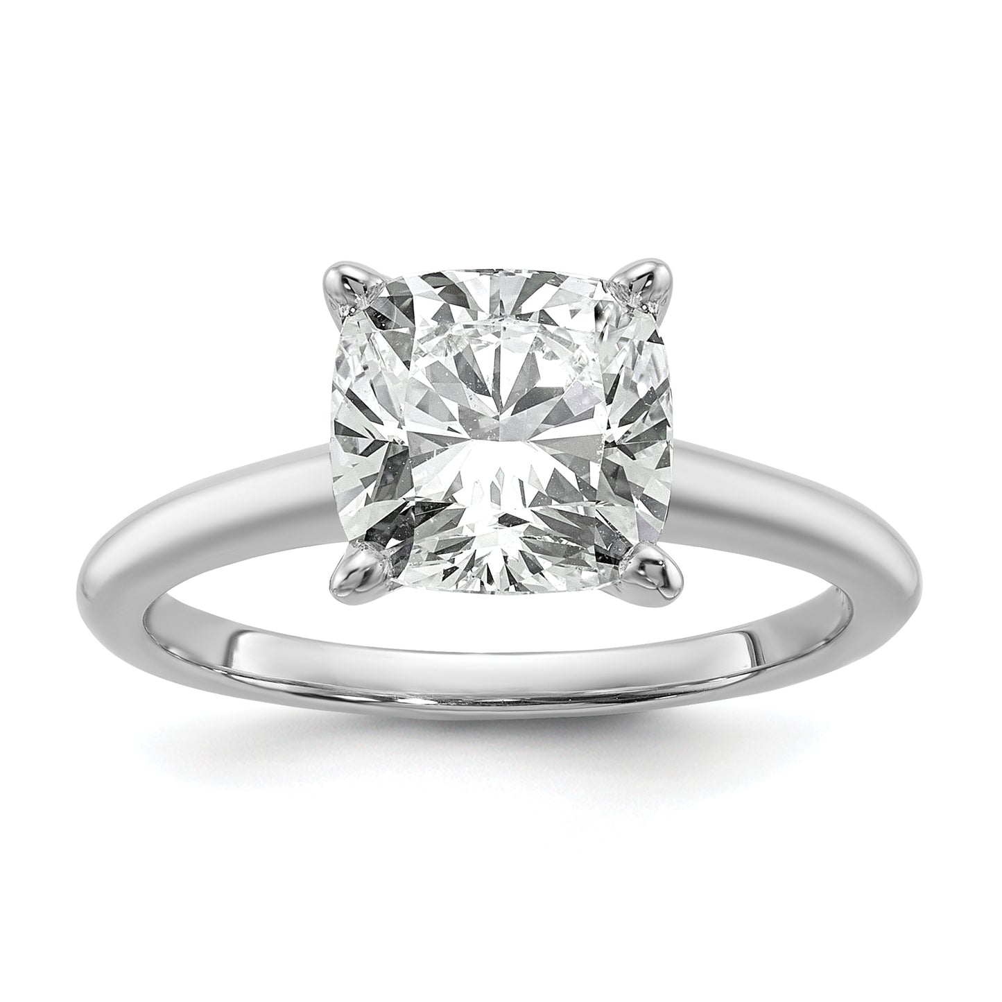 14k White Gold 3 Ct. Lab Grown Diamond VS/SI+ G+ Cushion Solitare Engagement Ring