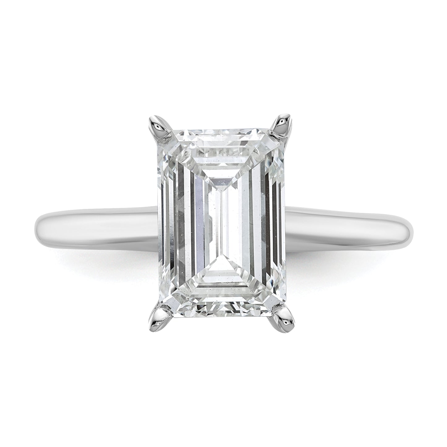 14k White Gold 3 Ct. Certified Lab Grown Diamond VS/SI+ G+ Emerald Solitaire Engagement Ring