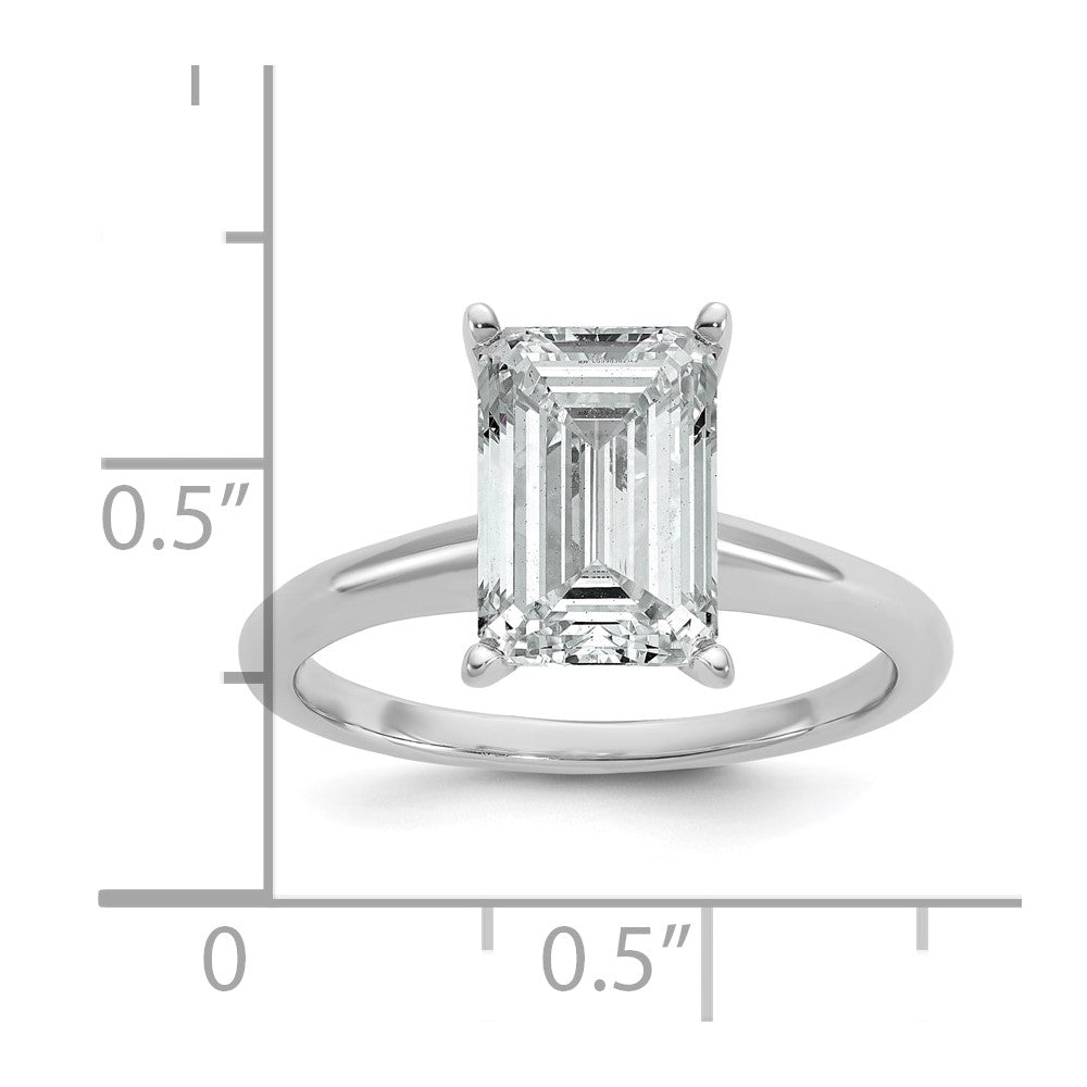 14k White Gold 3 Ct. Certified Lab Grown Diamond VS/SI+ G+ Emerald Solitaire Engagement Ring