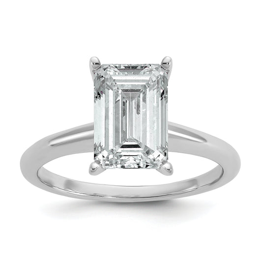 14k White Gold 3 Ct. Certified Lab Grown Diamond VS/SI+ G+ Emerald Solitaire Engagement Ring