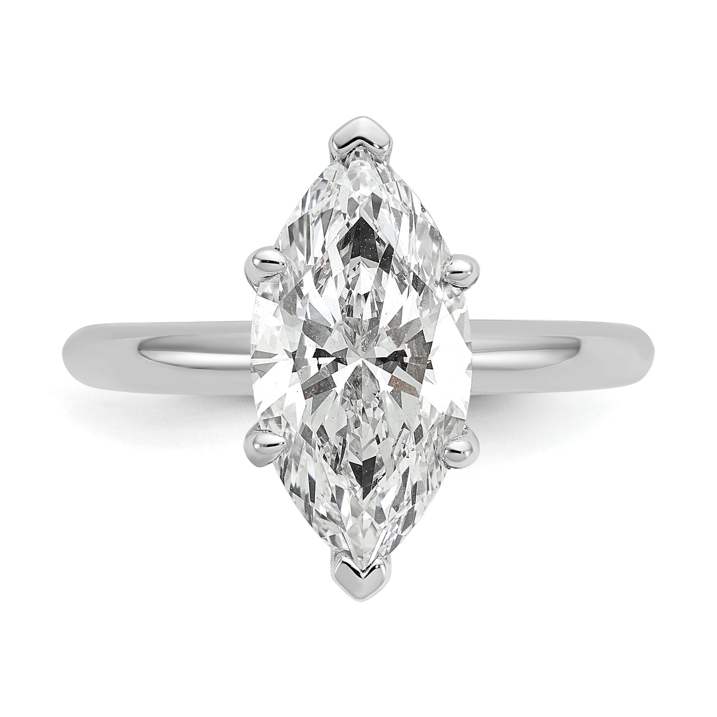 14k White Gold 3 Ct. Certified Lab Grown Diamond VS/SI+ G+ Marquise Solitaire Engagement Ring