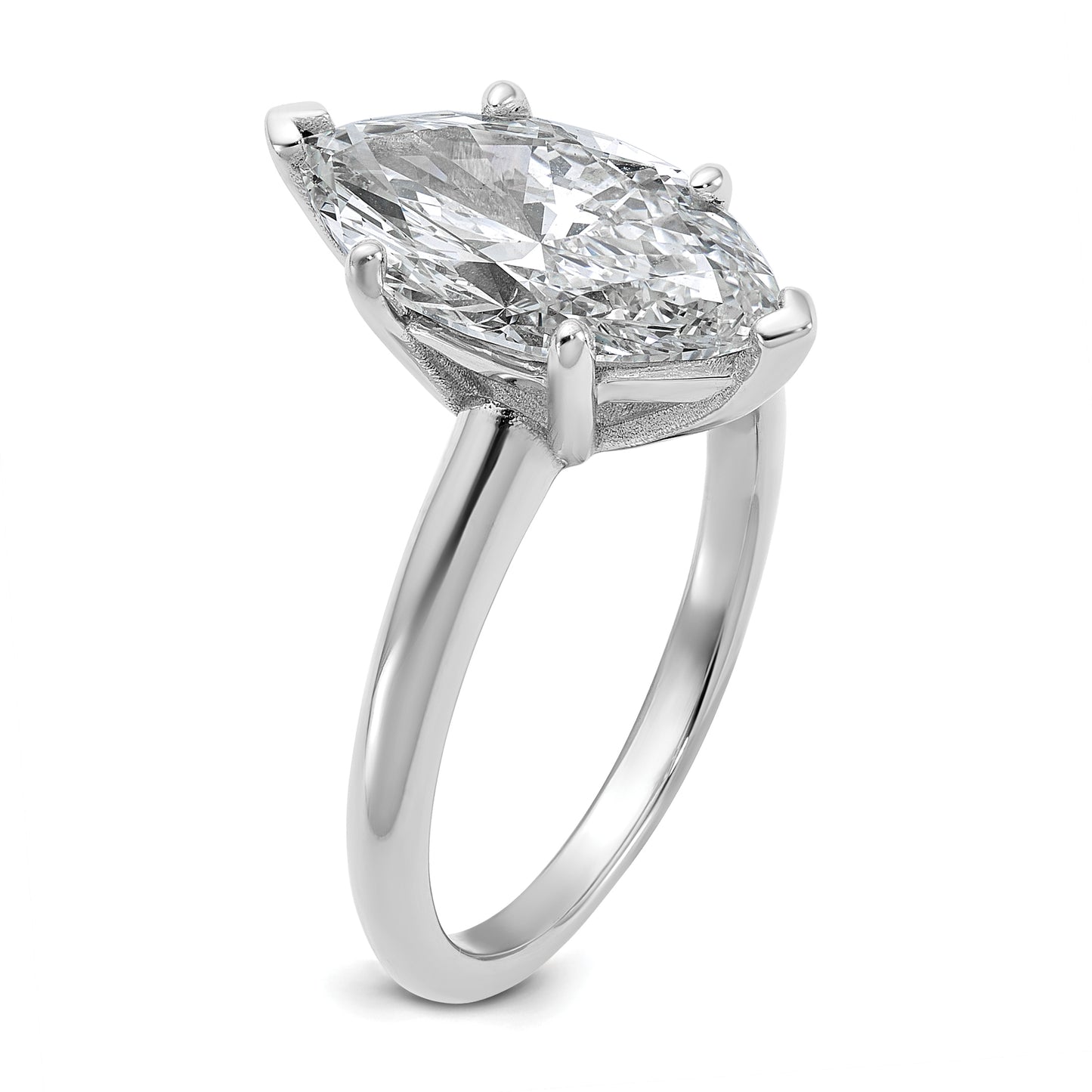 14k White Gold 3 Ct. Certified Lab Grown Diamond VS/SI+ G+ Marquise Solitaire Engagement Ring