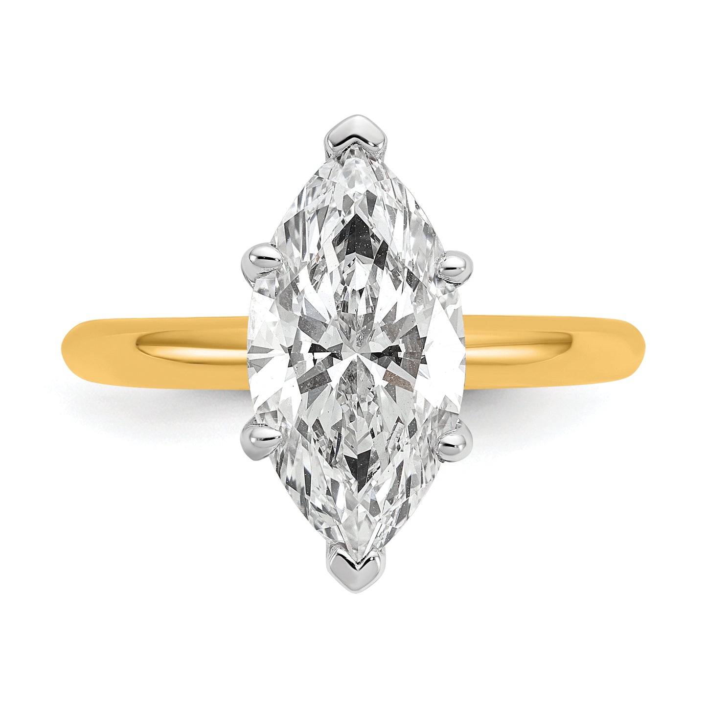 14k Two-Tone 3 Ct. Lab Grown Diamond VS/SI+ G+ Marquise Solitaire Engagement Ring