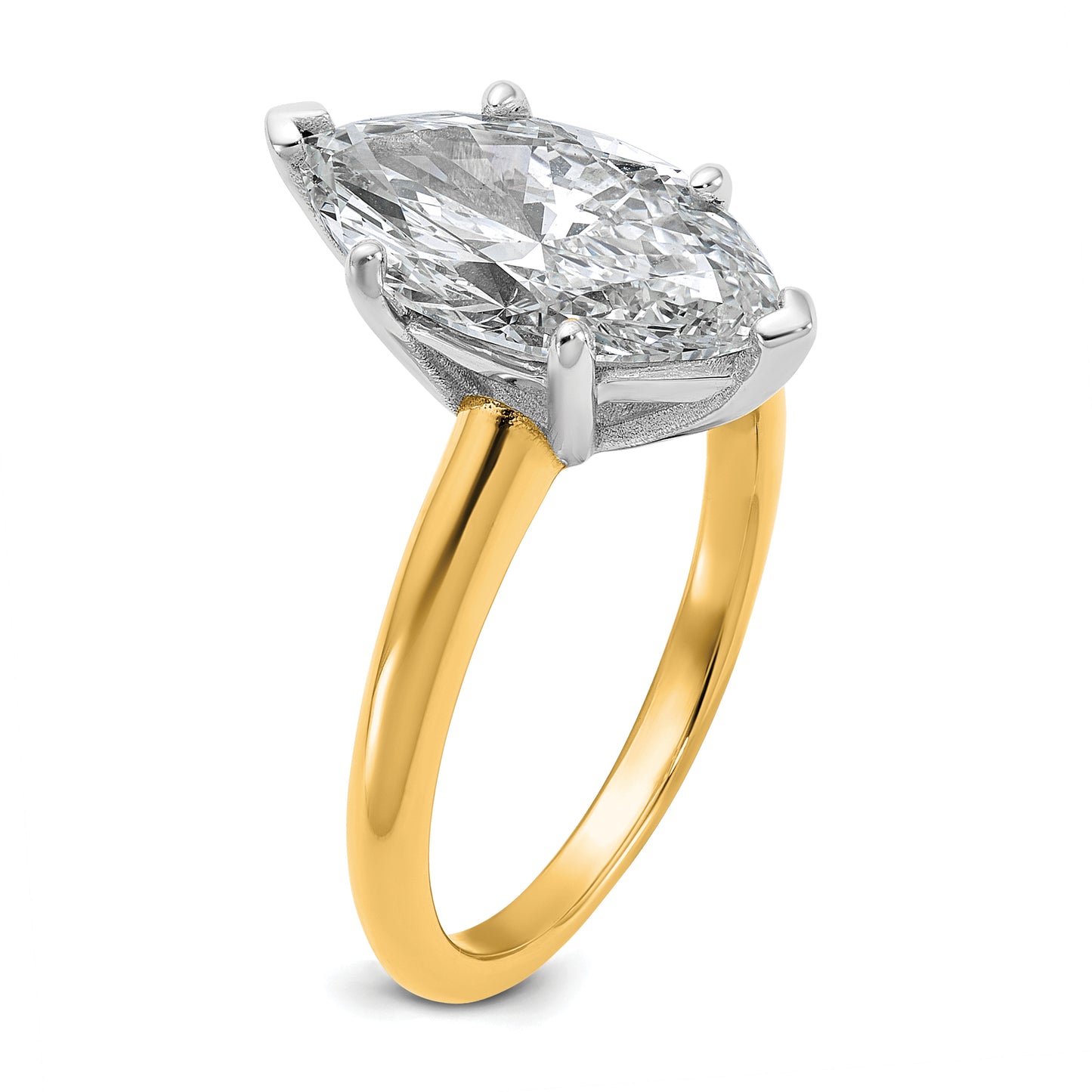 14k Two-Tone 3 Ct. Lab Grown Diamond VS/SI+ G+ Marquise Solitaire Engagement Ring