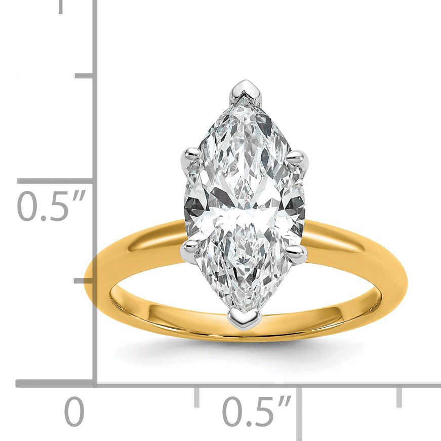 14k Two-Tone 3 Ct. Lab Grown Diamond VS/SI+ G+ Marquise Solitaire Engagement Ring