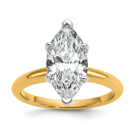 14k Two-Tone 3 Ct. Lab Grown Diamond VS/SI+ G+ Marquise Solitaire Engagement Ring