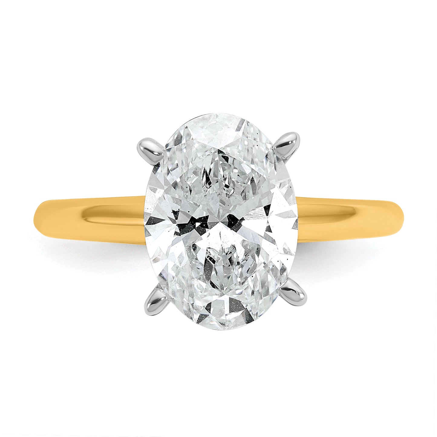 14k Two-tone 3 Ct. Lab Grown Diamond VS/SI+ G+ Oval Solitare Engagement Ring