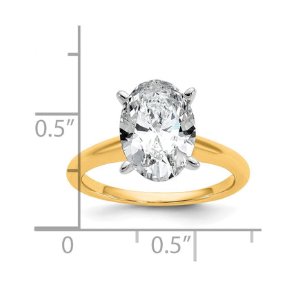 14k Two-tone 3 Ct. Certified Lab Grown Diamond VS/SI+ G+ Oval Solitare Engagement Ring