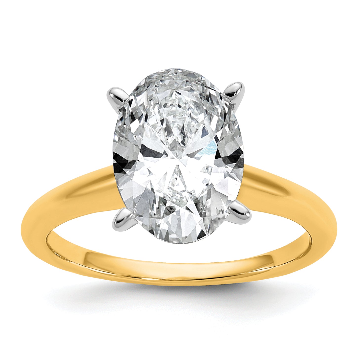 14k Two-tone 3 Ct. Lab Grown Diamond VS/SI+ G+ Oval Solitare Engagement Ring