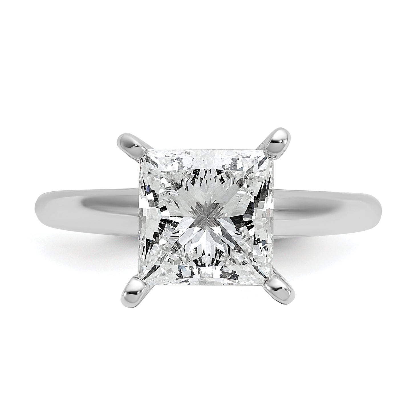 14k White Gold 3 Ct. Certified Lab Grown Diamond VS/SI+ G+ Princess Solitare Engagement Ring