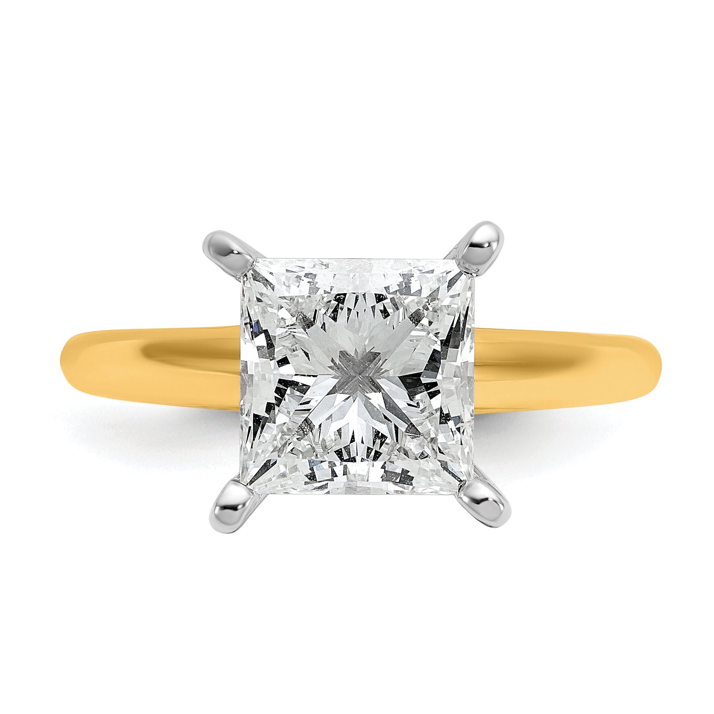 14k Two-tone 3 Ct. Certified Lab Grown Diamond VS/SI+ G+ Princess Solitare Engagement Ring