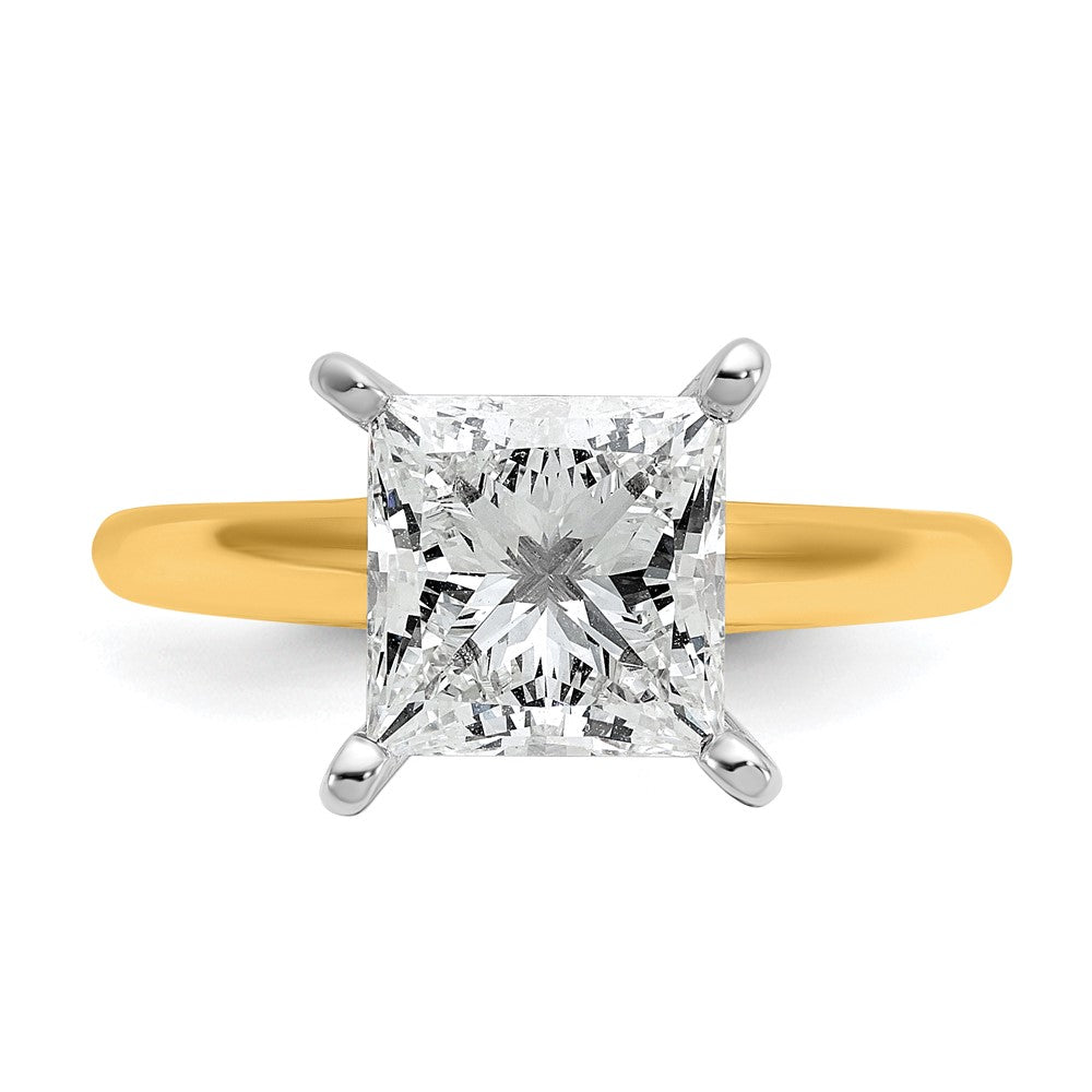 14k Two-tone 3 Ct. Certified Lab Grown Diamond VS/SI+ G+ Princess Solitare Engagement Ring