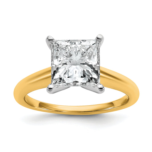 14k Two-tone 3 Ct. Lab Grown Diamond VS/SI+ G+ Princess Solitare Engagement Ring