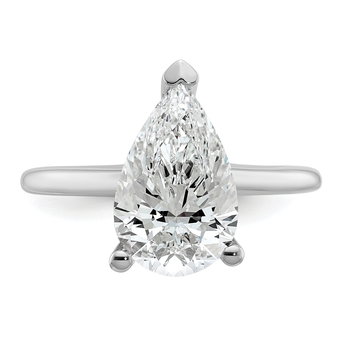 14k White Gold 3 Ct. Certified Lab Grown Diamond VS/SI+ G+ Pear Solitare Engagement Ring