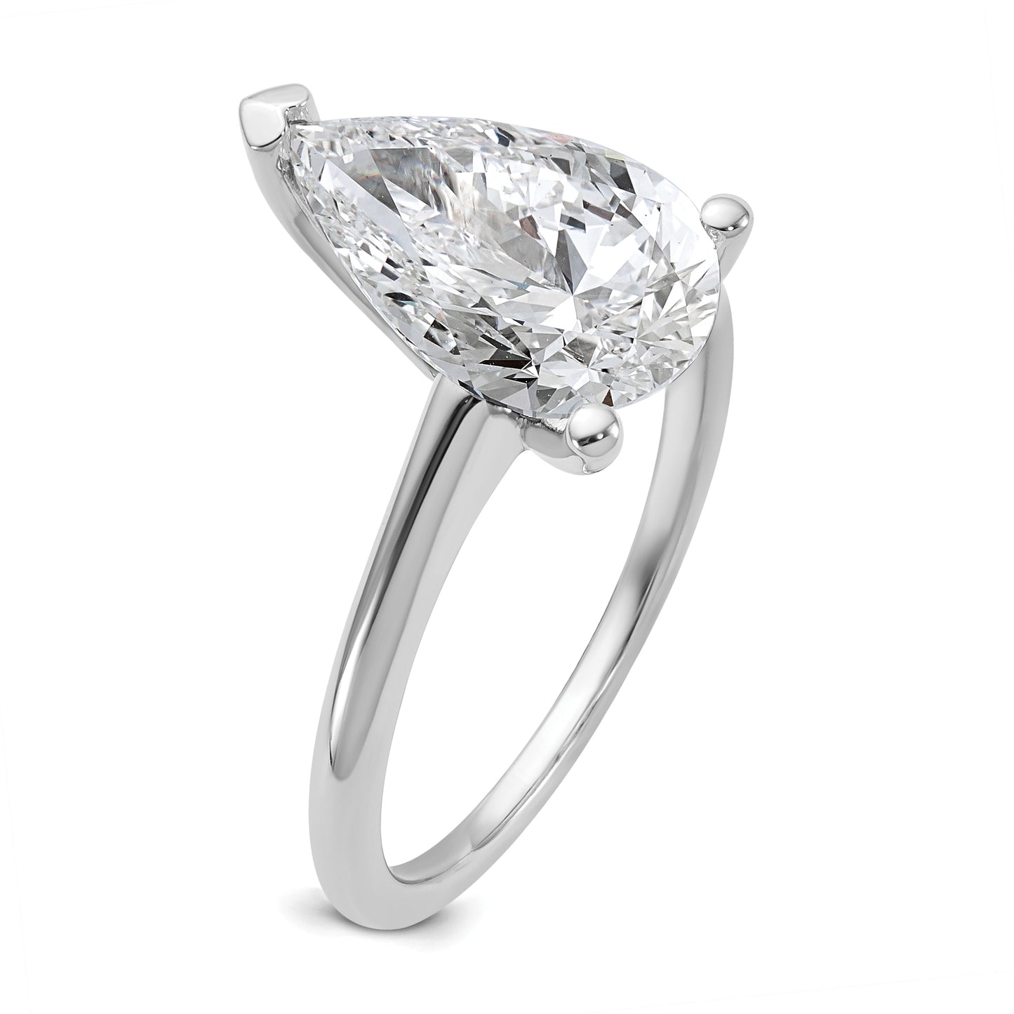 14k White Gold 3 Ct. Certified Lab Grown Diamond VS/SI+ G+ Pear Solitare Engagement Ring