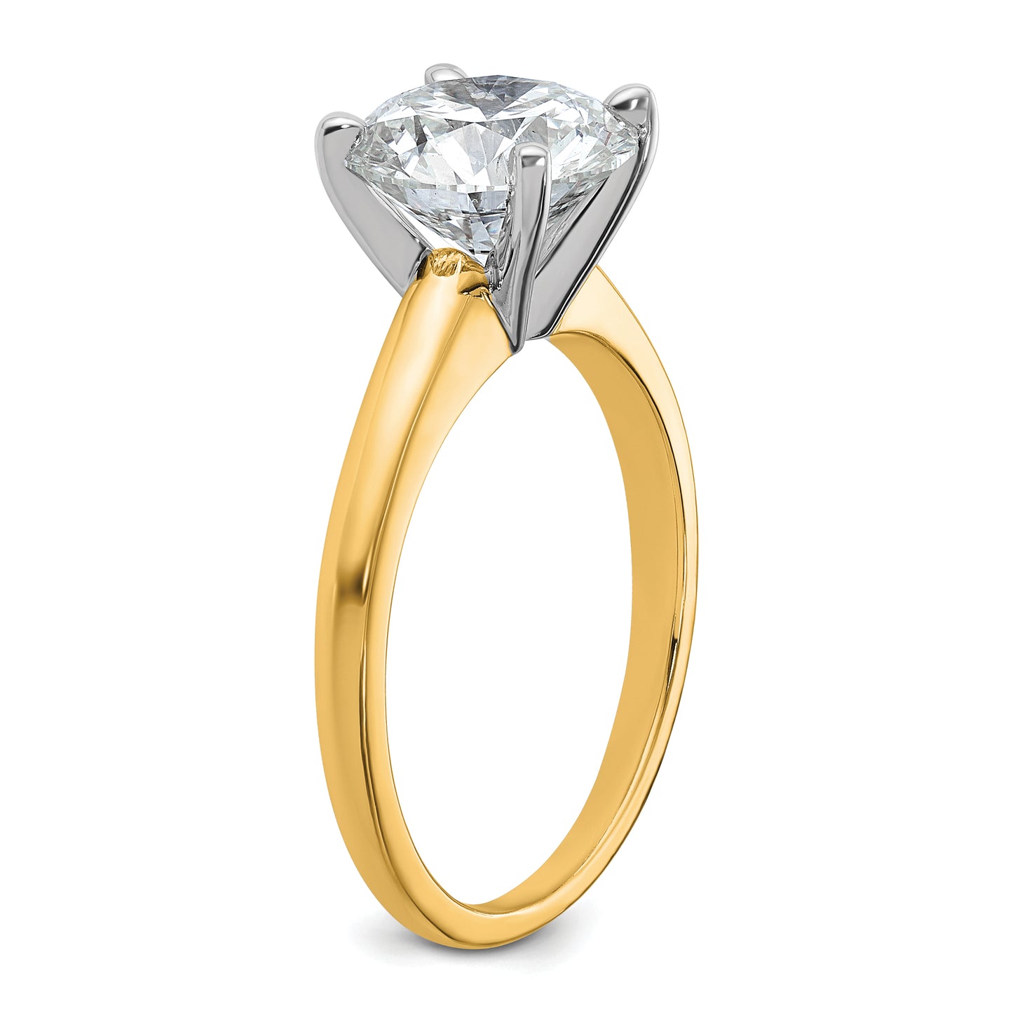 14k Two-tone 3 Ct. Certified Lab Grown Diamond VS/SI+ G+ Round Solitaire Engagement Ring