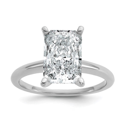 14k White Gold 3 Ct. Lab Grown Diamond VS/SI+ G+ Radiant Solitaire Engagement Ring