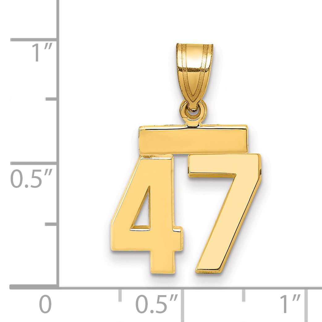 10K Yellow Gold Small Polished Number 47 Charm