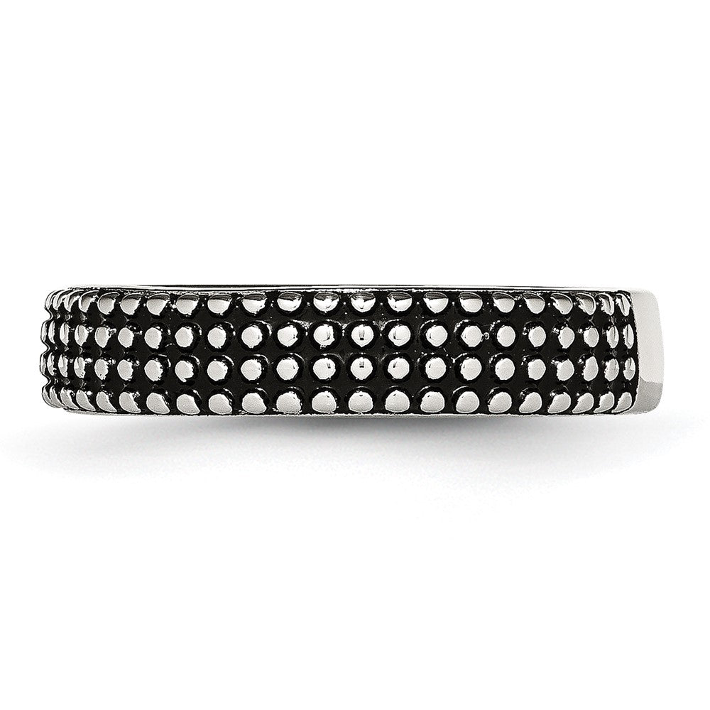 Stainless Steel Polished And Antiqued 5mm Band