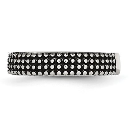 Stainless Steel Polished And Antiqued 5mm Band